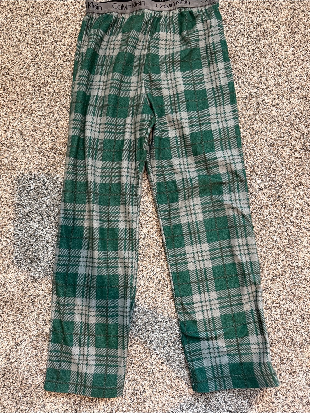 Calvin Klein Green and Gray Plaid Kids Pajama Bottoms